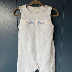 Blue and White Striped Baby Romper